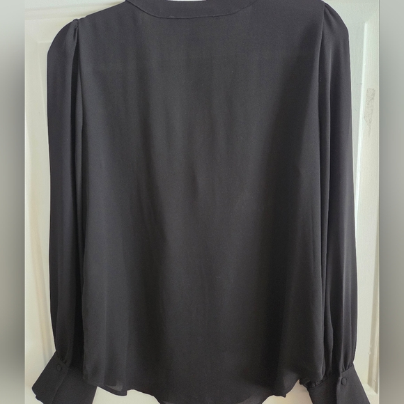 White House Black Market Ruffle Front Top Black Size Small - Picture 5 of 7